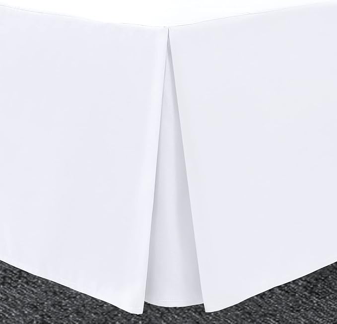 Bronwen Mathew Pleated Valance Sheet – Double Bed Size (135x190+40cm), White, Soft Brushed Microfiber, Non-Iron Easy Care Skirted Base Sheet