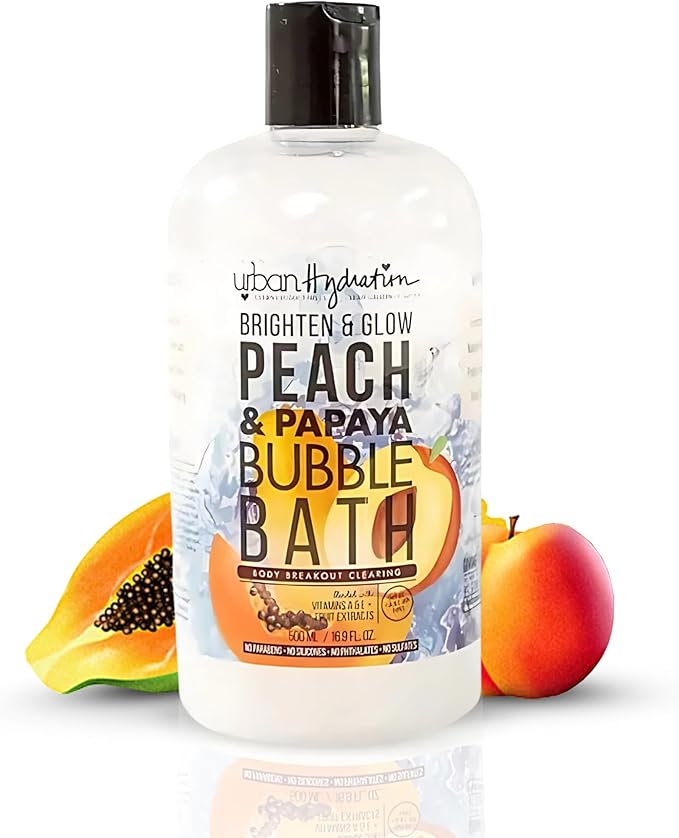 Urban Hydration Peach & Papaya Bubble Bath – Nourishing Foaming Bath Soak for Glowing Skin – Enriched with Vitamins A & E – Relaxing Aromatherapy for All Skin Types – 16.9 oz