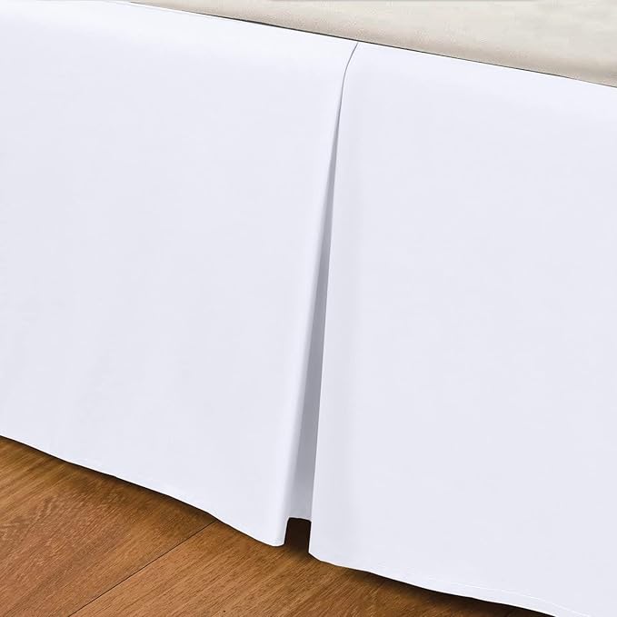 Bronwen Mathew Pleated Valance Sheet – Double Bed Size (135x190+40cm), White, Soft Brushed Microfiber, Non-Iron Easy Care Skirted Base Sheet