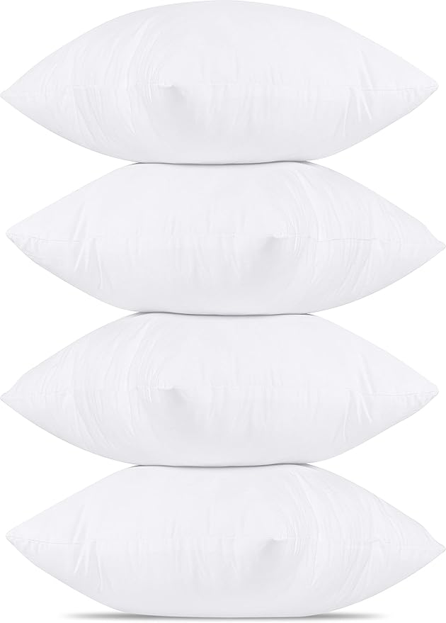 Utopia Bedding Cushion Inserts – Set of 4 Square Pillow Fillers (45 x 45 cm) – Soft Siliconized Fiber Filled Inner Cushions for Sofa, Bed, or Decor – White, Hypoallergenic & Fluff Resistant