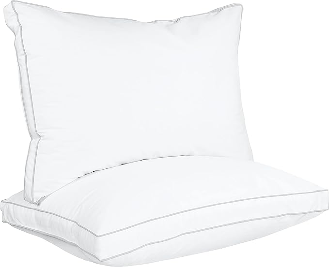 Utopia Bedding Queen Size Bed Pillows – Set of 2 Gusseted Hotel-Quality Sleeping Pillows, Cooling Poly Fiber Fill for Back, Side & Stomach Sleepers (White)
