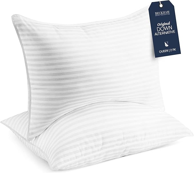 Beckham Hotel Collection Bed Pillows – Set of 2 Standard/Queen Size Down Alternative Pillows, Cooling & Breathable for Back, Side & Stomach Sleepers – OEKO-TEX Certified