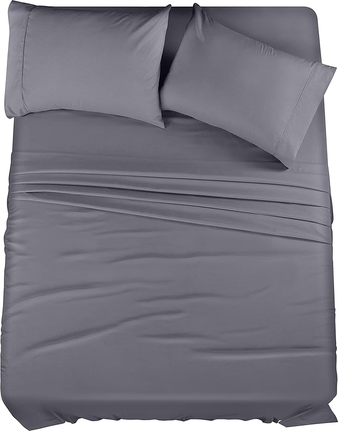Utopia Bedding 4-Piece Queen Sheet Set – Soft Brushed Microfiber Bed Sheets with Deep Pocket Fitted Sheet and 2 Pillowcases, Grey