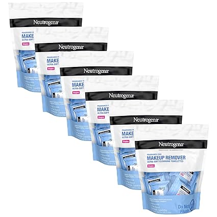 Neutrogena Makeup Remover Wipes, Individually Wrapped Daily Face Wipes for Waterproof Makeup, Travel & On-the-Go Singles, 20 Count