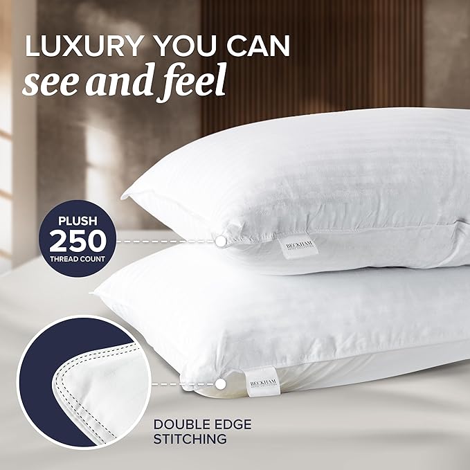 Beckham Hotel Collection Bed Pillows – Set of 2 Standard/Queen Size Down Alternative Pillows, Cooling & Breathable for Back, Side & Stomach Sleepers – OEKO-TEX Certified