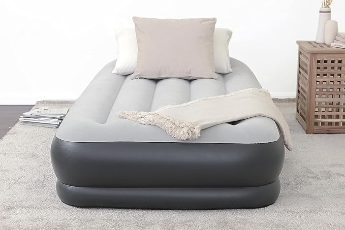 SLEEPLUX Twin Air Mattress with Built-in Pump, Integrated Pillow & USB Charger – Durable 3-Layer Inflatable Airbed with Storage Bag & Repair Patch