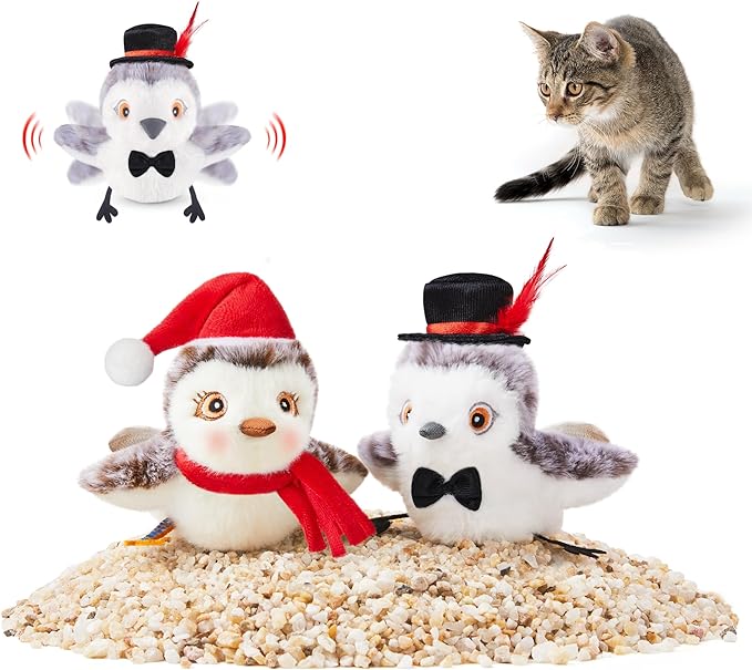 Potaroma Cat Toys Flapping Bird (No Flying), Lifelike Sandpiper Chirp Tweet, Rechargeable Touch Activated Kitten Toy Interactive Cat Exercise Toys for All Breeds Cat Kicker Catnip Toys 4.0"