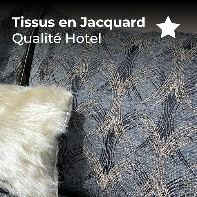 Luxury Jacquard Double Bedspread Set – 260x260 cm Charcoal Grey Bedding with 2 Oxford Pillowcases & Feather-Filled Decorative Cushion, Wrinkle-Resistant Elegant Hotel-Style Bedding